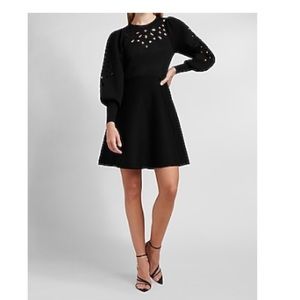 Eyelet Lace Fit and Flare Sweater Dress